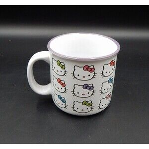 Hello Kitty Multiple Face White Coffee Tea Mug 20 Oz Sanrio Raised Bows